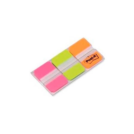 3M Post-it Durable Tabs, 1" Solid, Pink/Green/Orange, 22 Tabs/Color, 66 Tabs/Dispenser 686PGO